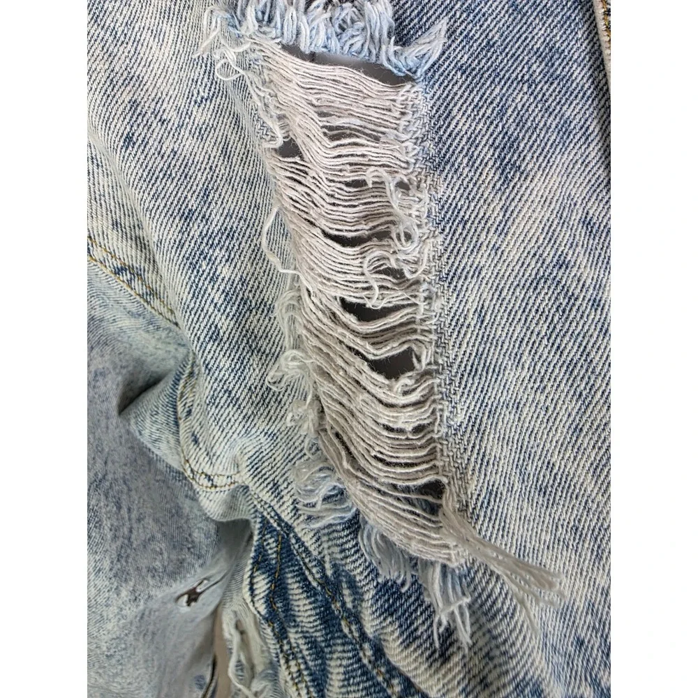 Rivalry Runway Denim Cowgirl‎ Acid Wash Distressed Jean Jacket Light Blue L